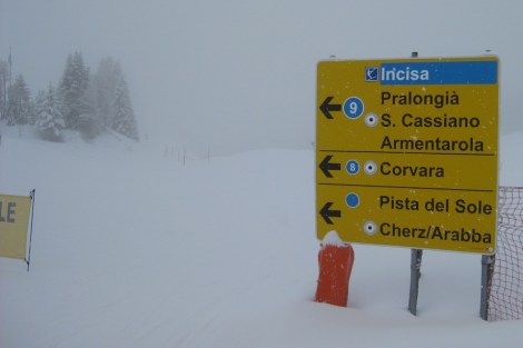 Snowy Day along the Sella Ronda Ski Trail 
